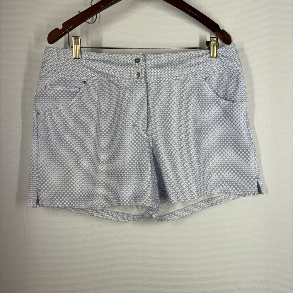 Slazenger Womens NEW Triad Printed Golf Shorts White Purple Stretchy Sz 12